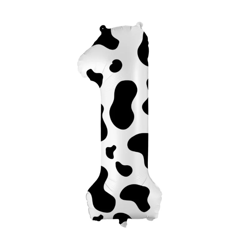 40-Inch Cow Print Number Balloon for Kids' Birthday and Party Decor 20240223A01-1 / Other