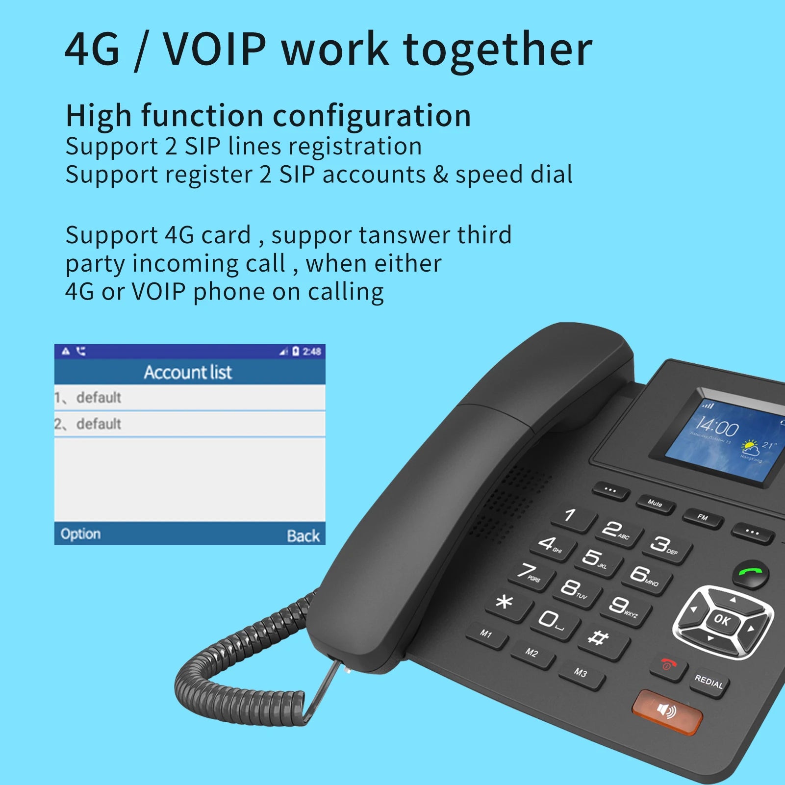4G Desktop Dual Modes Wireless Telephone &ndash; 2 SIP Accounts