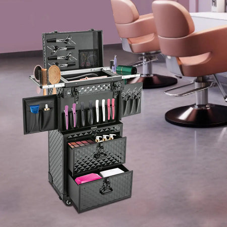 4-Tier Rolling Makeup Trolley &ndash; Lockable, 33 Lb Capacity