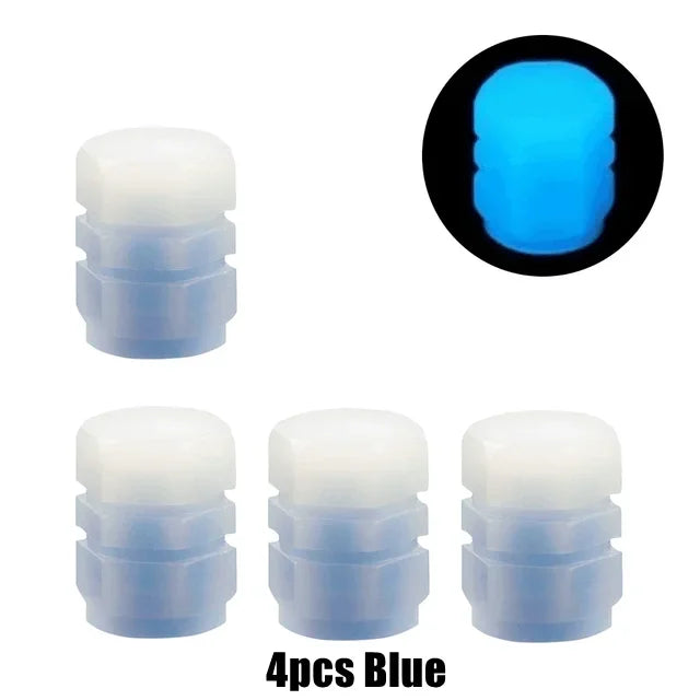 4PCS Motorcycle Valve Caps &ndash; Luminous Design for Enhanced Visibility blue-4pcs