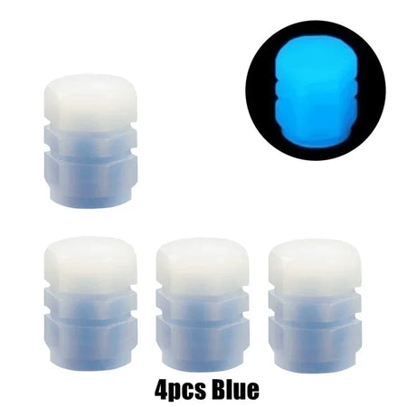 4PCS Motorcycle Valve Caps &ndash; Luminous Design for Enhanced Visibility blue-4pcs
