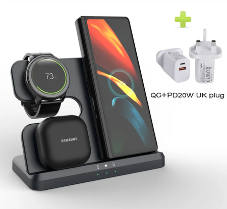 Galaxy Watch Buds 3in1 Charger - Wireless Charging Station Black 20W UK plug