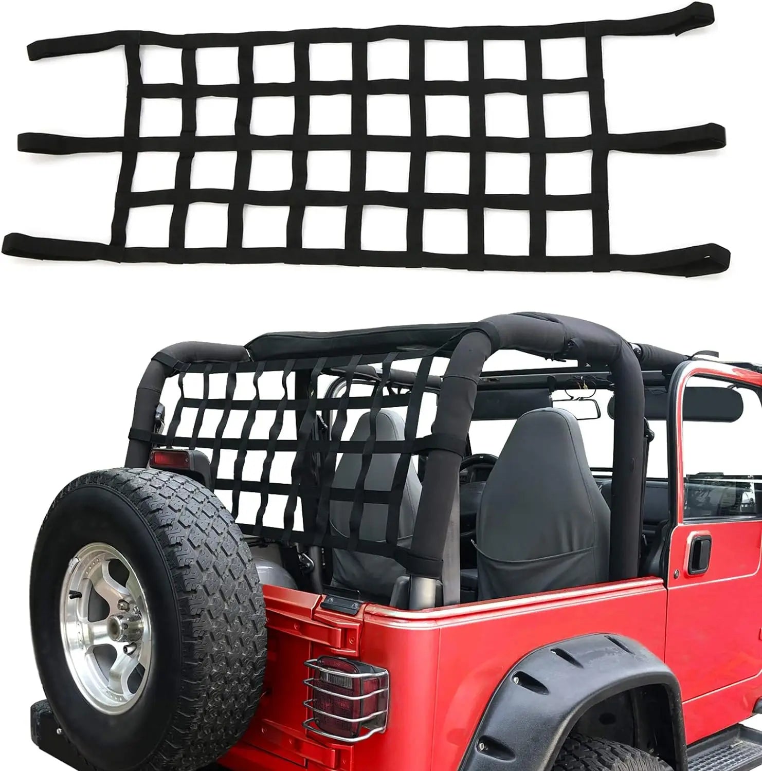Cargo Net for Wrangler Roof &ndash; Secure Load on Jeep Wranglers black