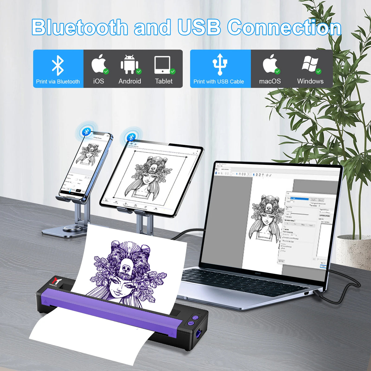 Bluetooth Thermal Tattoo Stencil Printer &ndash; USB And BT Ready