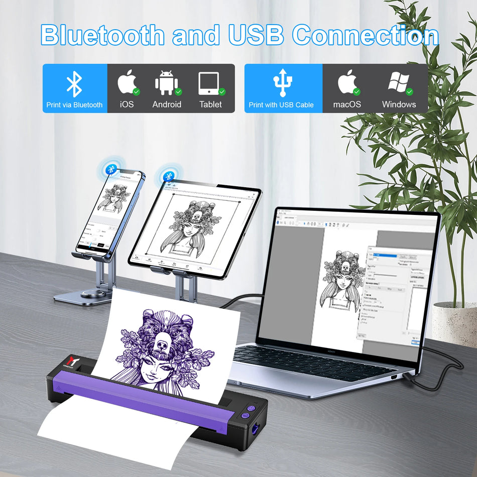 Bluetooth Thermal Tattoo Stencil Printer &ndash; USB And BT Ready