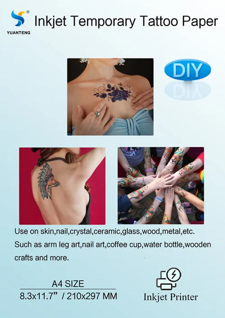 Tattoos Transfer Paper A4 &ndash; Waterproof Tattoo Sheets Inkjet 5sets