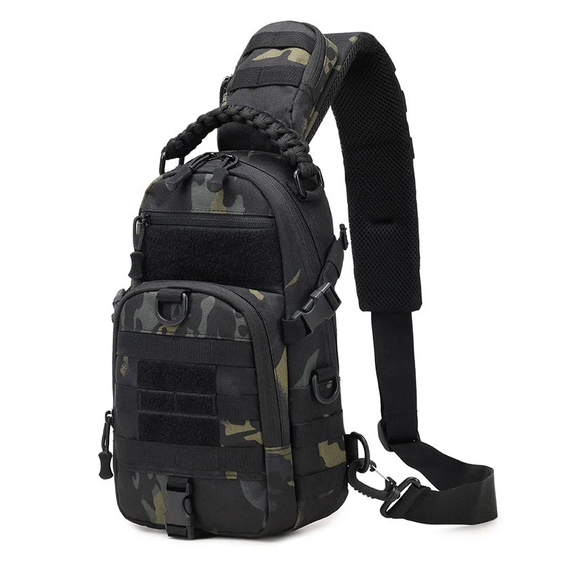 Tactical Men's Camping Chest Bag - Multifunctional Outdoor Sling Pack Black CP