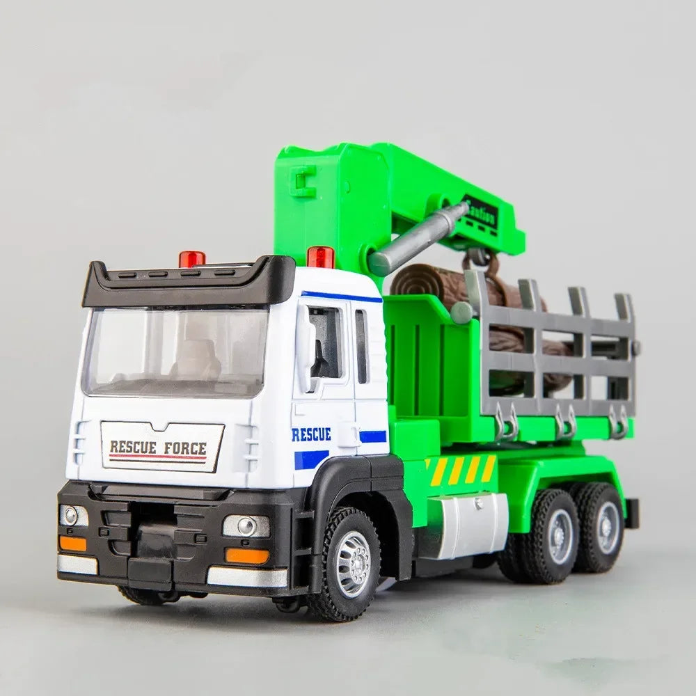 Diecast Alloy 1/32 Logging Truck &ndash; Movable LED Lights Green