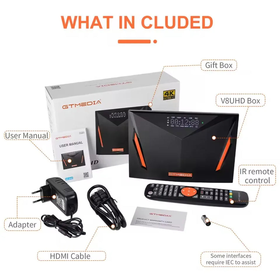 GTMEDIA V8X Satellite Receiver DVB-S/S2/S2X 4K HEVC With CA Card Slot