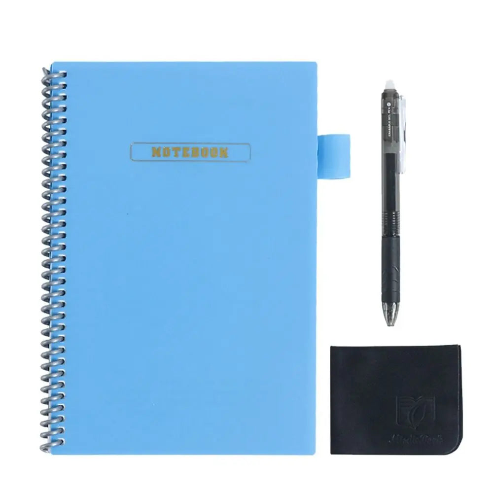 A5 Erasable Notebook Paper Reusable Smart Wirebound Notebook Portable Waterproof Notepad blue