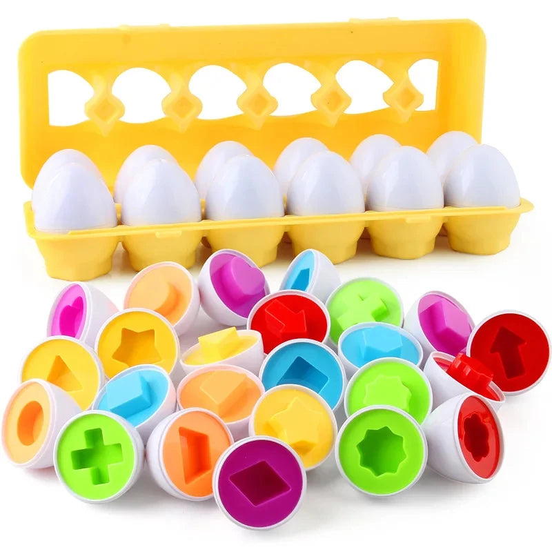 Montessori Educational Smart Eggs Puzzle Toy - Shape Sorter &amp; Learning Game for Toddlers Ages 2-3 | Perfect Kids Easter Gift 12pcs with box T100