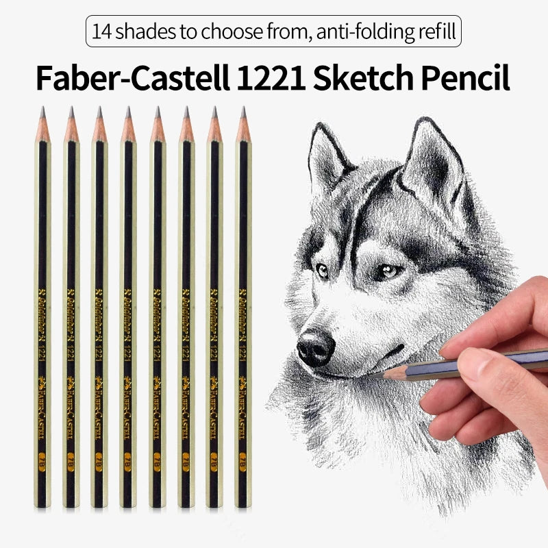 Faber Castell 1221 10Pcs Wooden Sketch Pencil Set - Professional Drawing Writing Sketch Pencils Art Painting Stationery