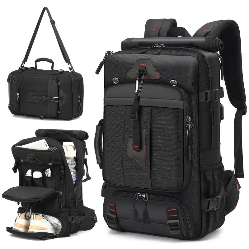 70L Men's Travel Backpack - Large Capacity, Casual &amp; Boarding-Ready Small Black / CHINA
