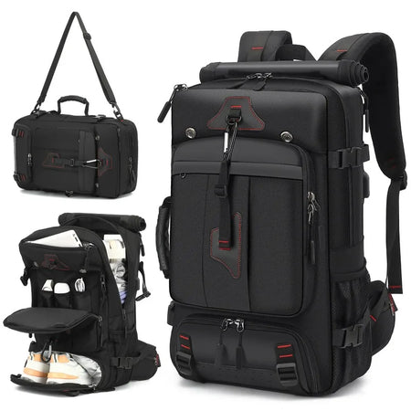 70L Men's Travel Backpack - Large Capacity, Casual &amp; Boarding-Ready Small Black / CHINA