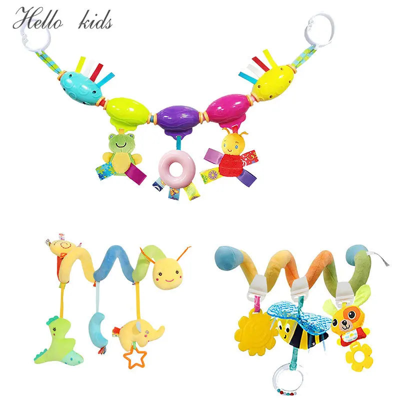 🟠 Baby Toys 0-12 Months Plush Rattle Crib Spiral Hanging Mobile Infant Newborn Stroller Bell Graphic Cognition Toys For Toddlers