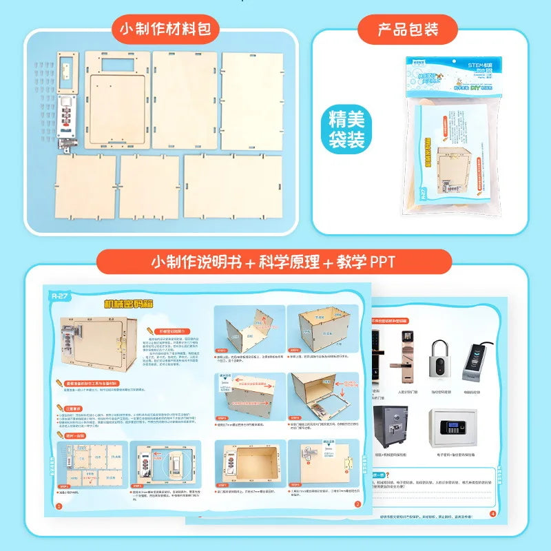 Set de învățare STEM cu cutie cod puzzle din lemn pentru copii