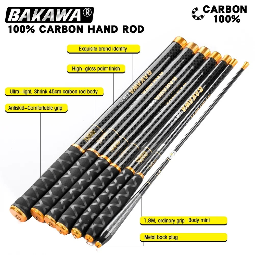 BAKAWA Ultralight Carbon Telescopic Fishing Rods &ndash; Portable &amp; Durable