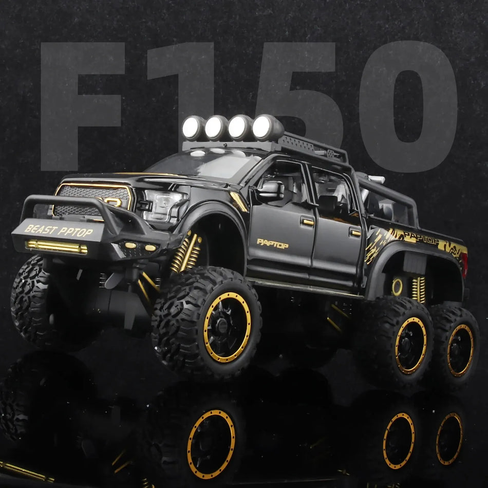 Model de camion pickup din metal diecast 1:24 cu sunet și lumină, jucărie albastră pentru copii