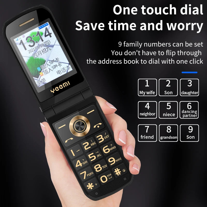 Unlocked 2G Dual Screen Flip Senior Phone &ndash; SOS Call Button