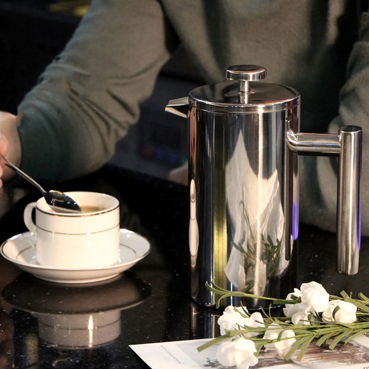 Premium Double-Walled Stainless Steel French Press Coffee Pot