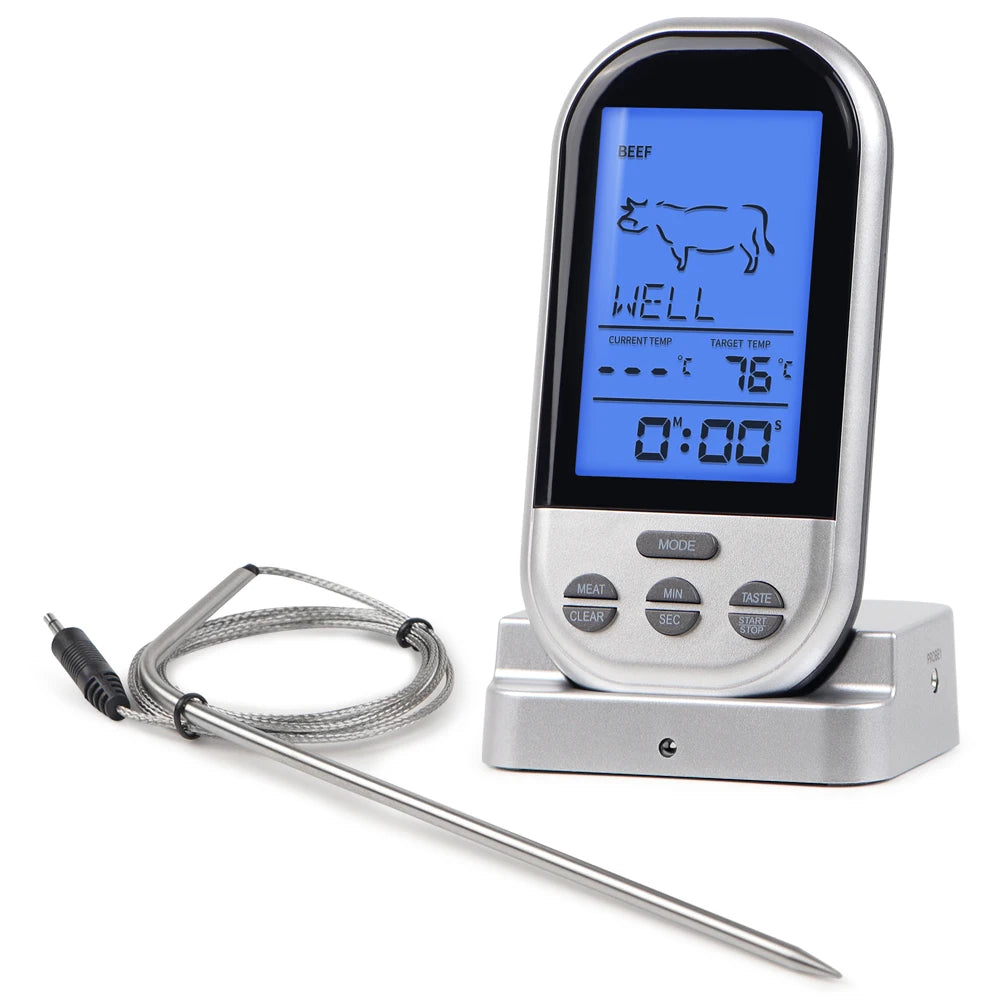 JUANJUAN Digital BBQ Thermometer &ndash; Wireless Temperature Monitoring Silver