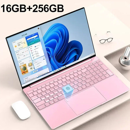 Portable 15.6 Inch Laptop &ndash; High Performance 32GB RAM with 2TB SSD Pink 16GB 256GB / Intel Celeron N5095