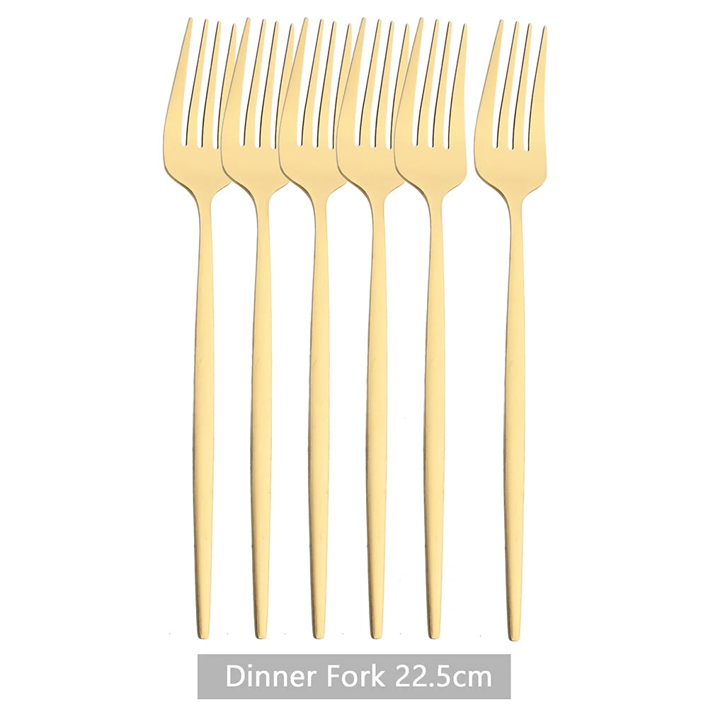KNGZI 6Pcs Matte Stainless Steel Dinner Fork Set &ndash; Eco-Friendly Design
