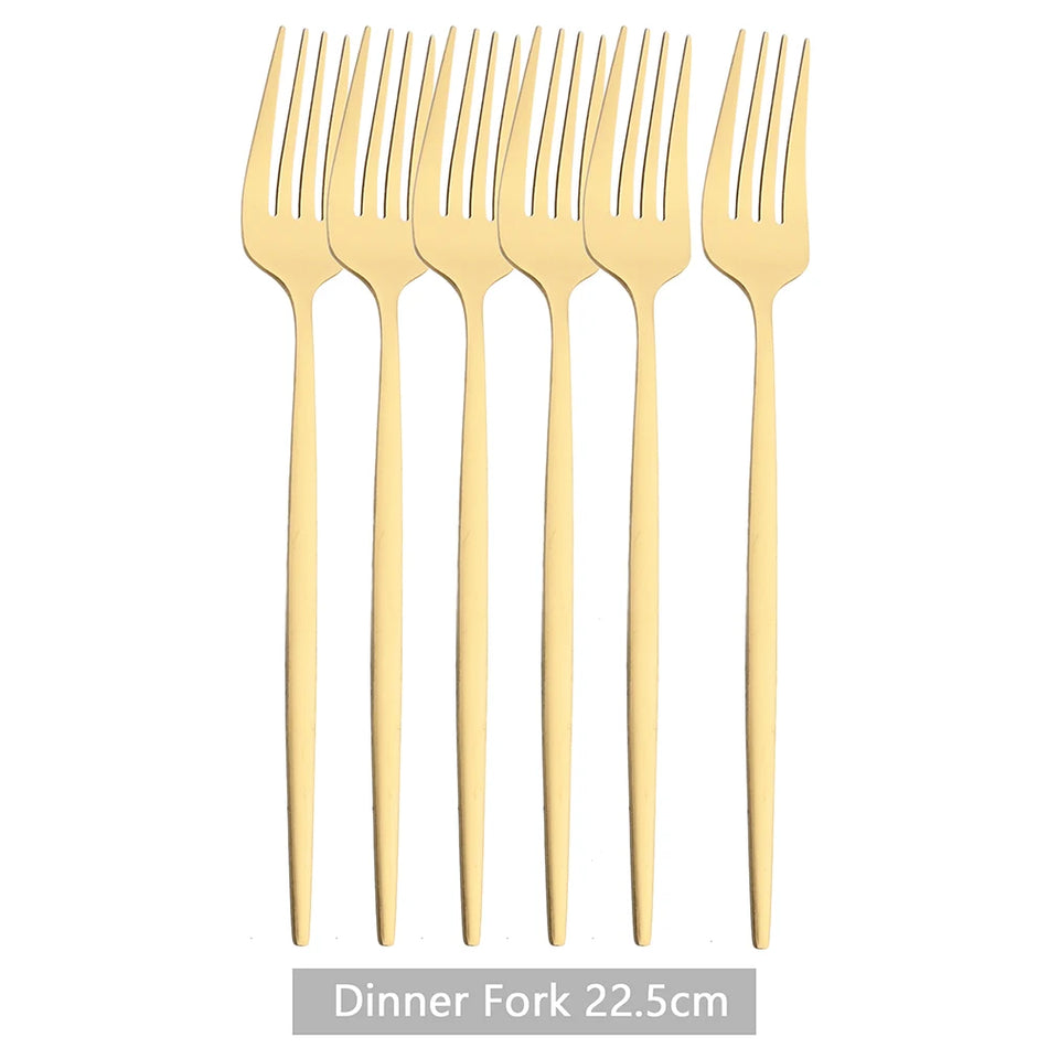KNGZI 6Pcs Matte Stainless Steel Dinner Fork Set &ndash; Eco-Friendly Design