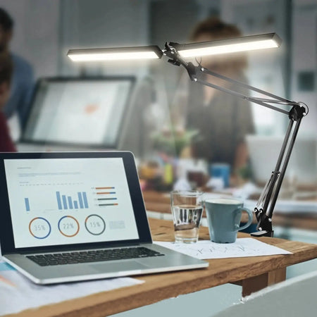 Office Bright LED Clip Desk Lamp Long Arm Eye Protection