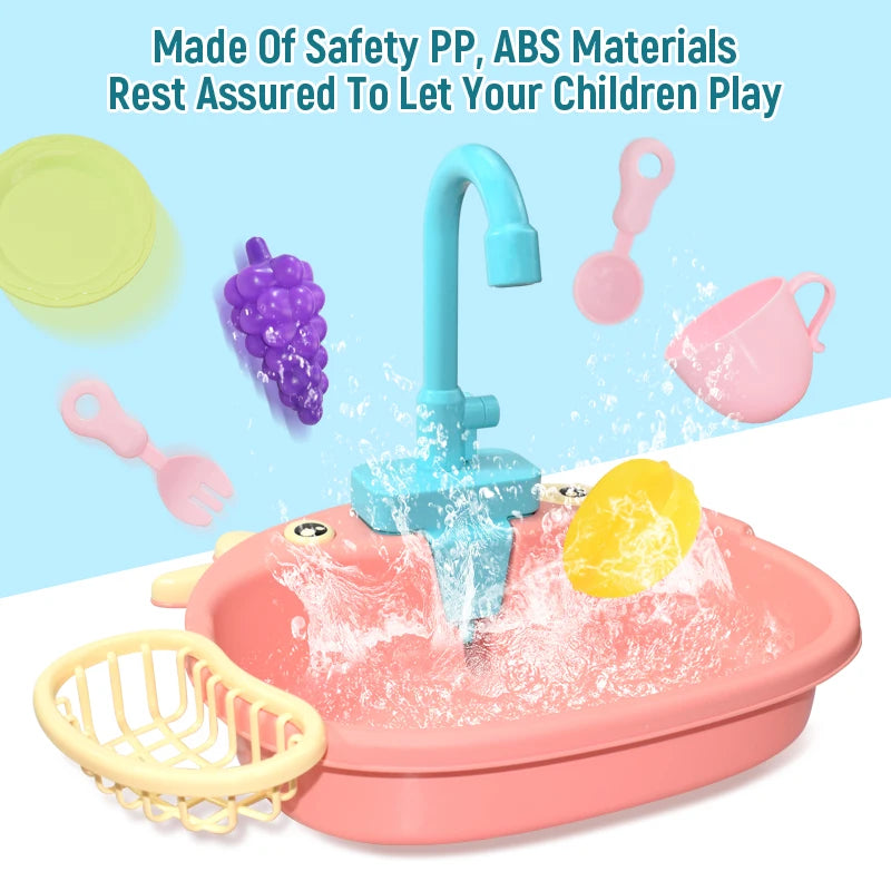 Interactive Kids Kitchen Sink Toy Set with Colour-Changing Temperature Feature