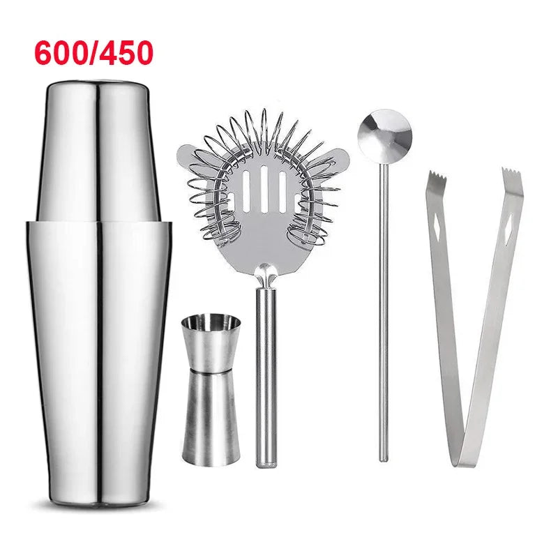 UPORS Professional Stainless Steel Boston Shaker Set for Cocktail Mixing 5pcs 600x450