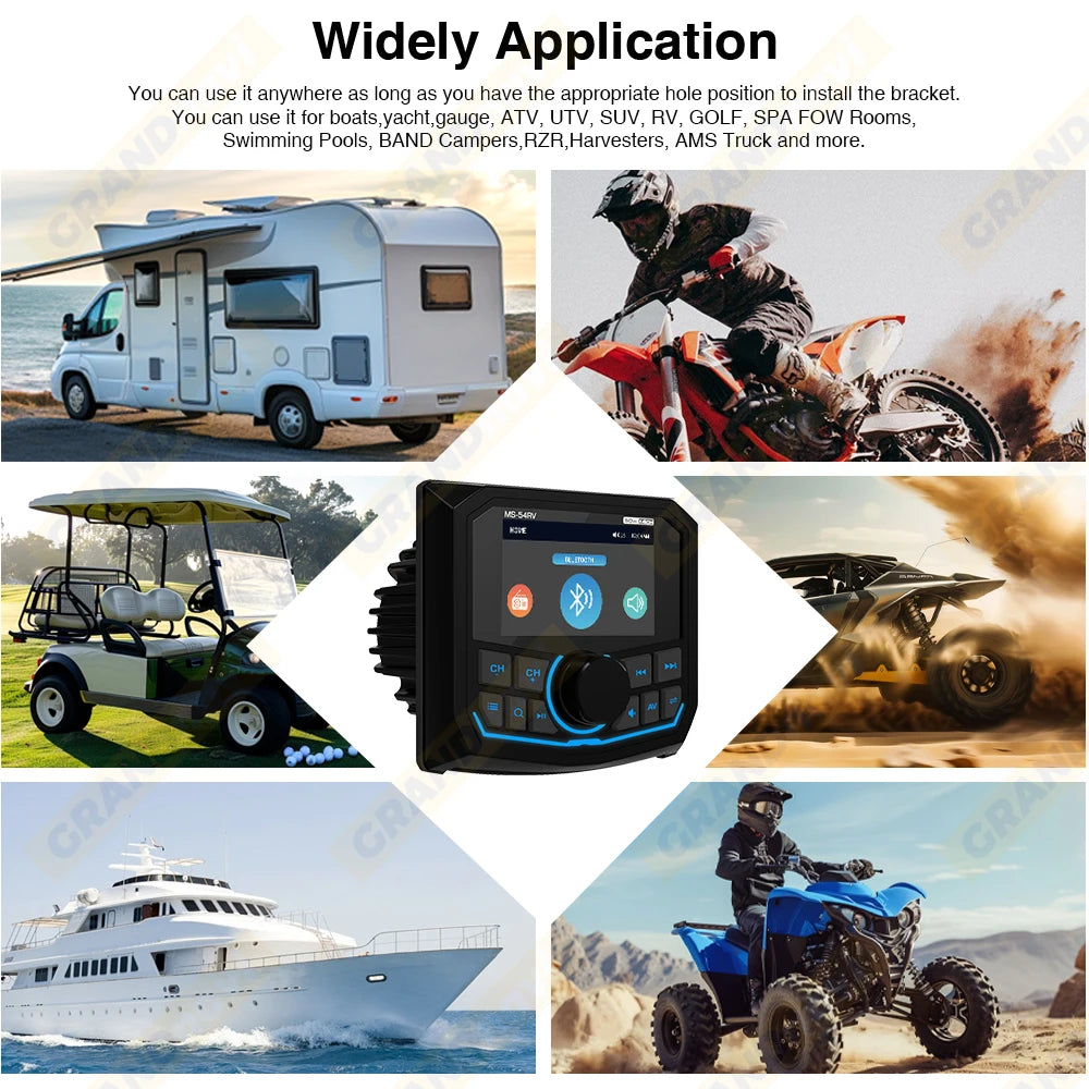 Grandnavi MS-54RV MP5 Stereo - IPX5 Waterproof Bluetooth
