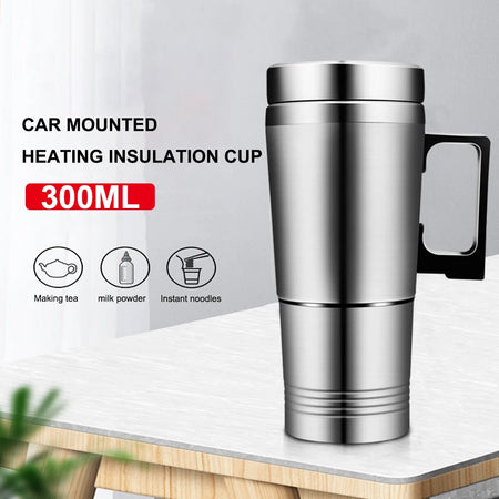 12V 24V 300ML Car Heating Cup &ndash; Stainless Steel Mug