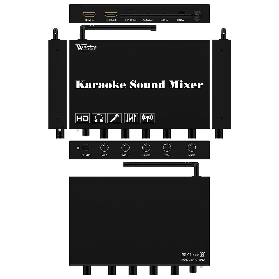 🟠 Sound Town Wireless Microphone Karaoke Mixer System с HDMI Optical (Toslink), 3,5-мм аудио, поддерживает Smart TV (SWM16-MAX)