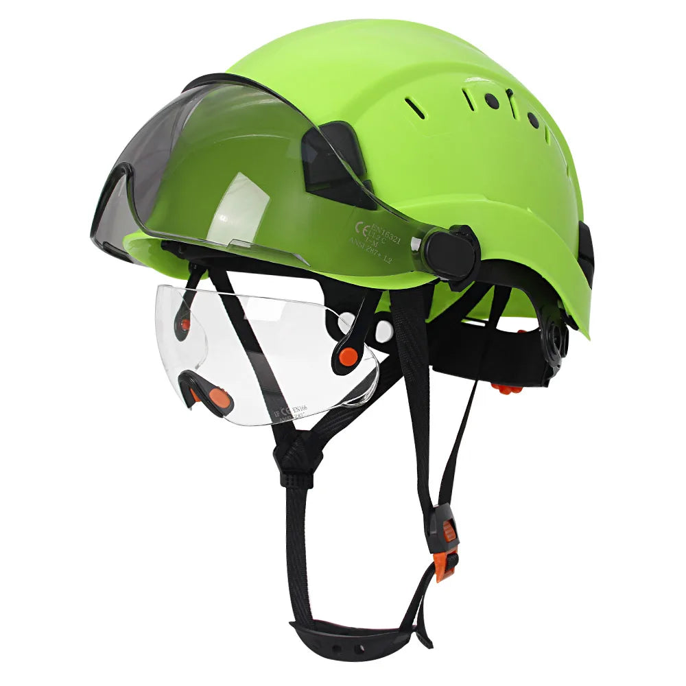 CE Safety Helmet With Double Goggles &ndash; Comfortable All Day Green A