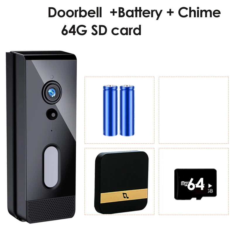 Tuya WiFi Doorbell Camera Outdoor &ndash; Battery Powered Option 9 / US Plug