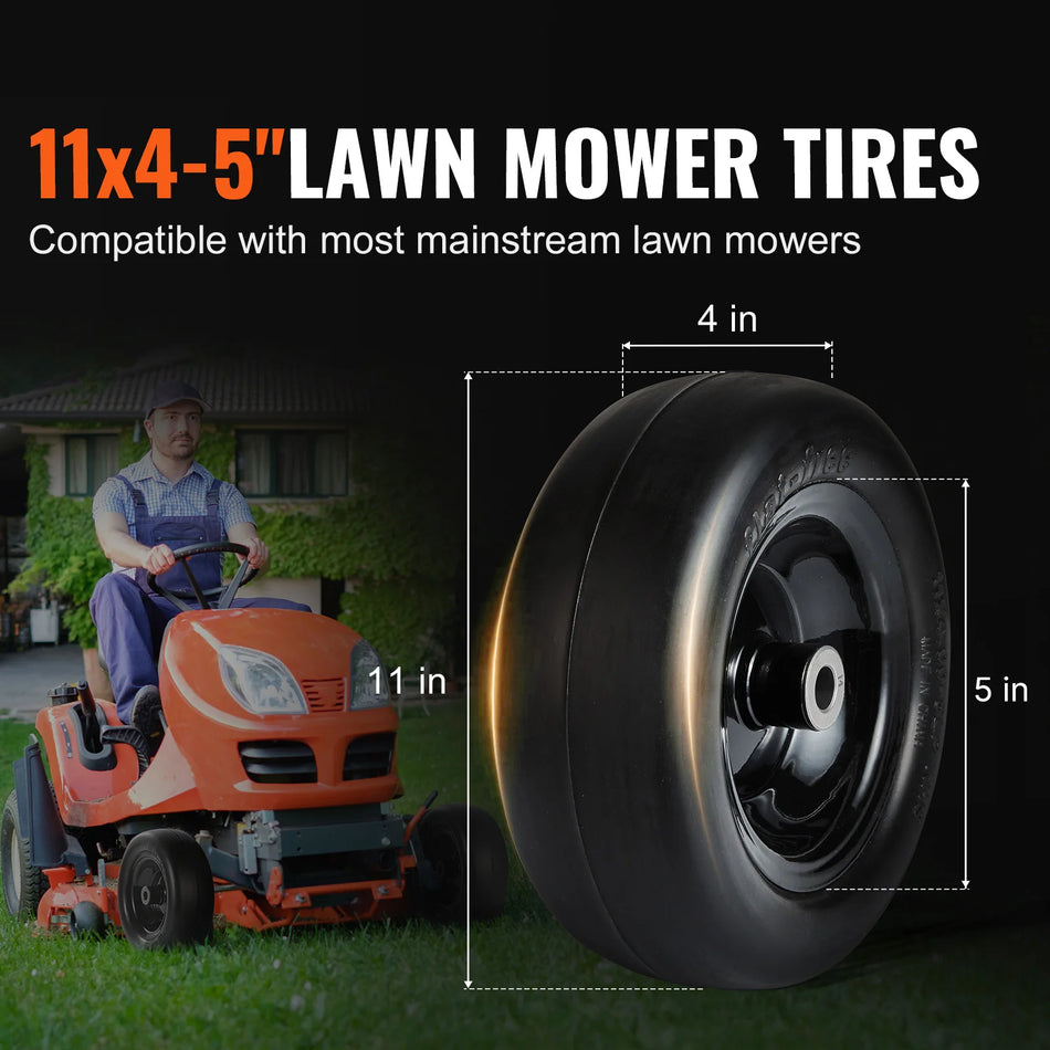 Par de ruedas de cortacésped sin cámara con neumáticos de PU en llantas