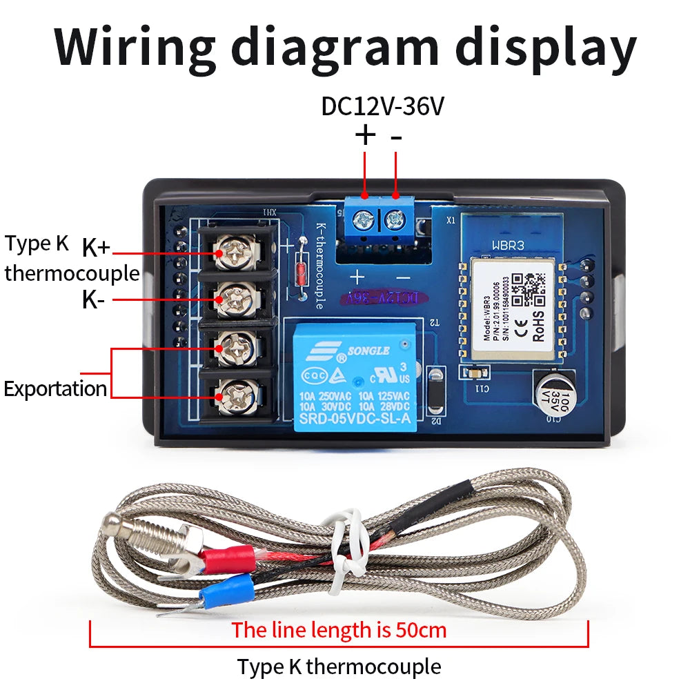 Wifi Remote Thermostat DC12-36V &ndash; LED Digital Display
