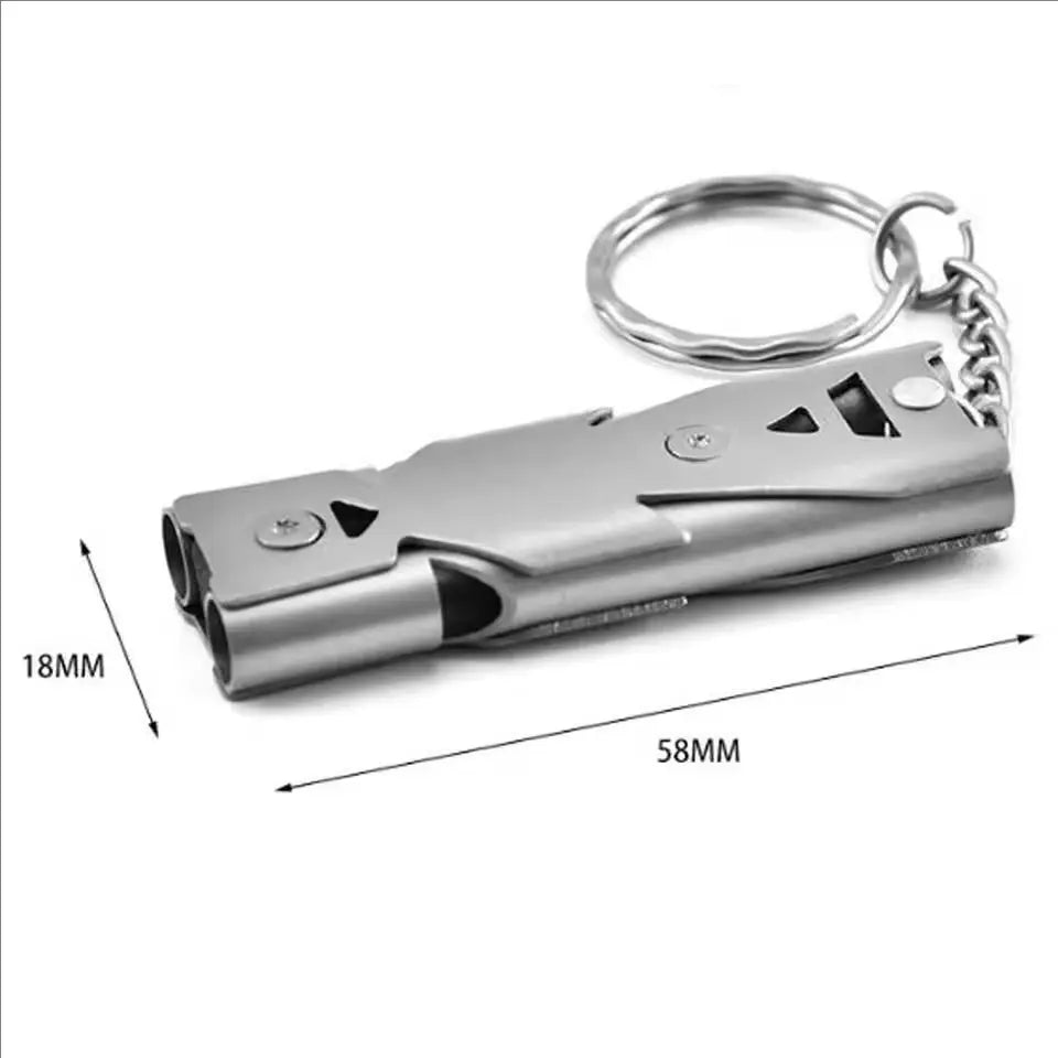 Double Pipe Whistle Pendant Keychain &ndash; High Decibel Portable