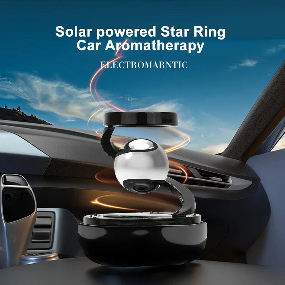 Zwevende luchtverfrisser op zonne-energie voor de auto met roterende nevelverspreider