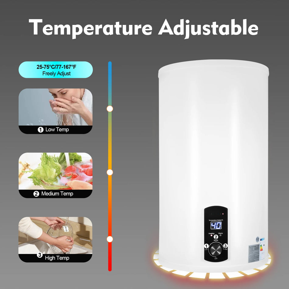 Calentador de Agua Eléctrico 70L – Control de Temperatura 77-167F