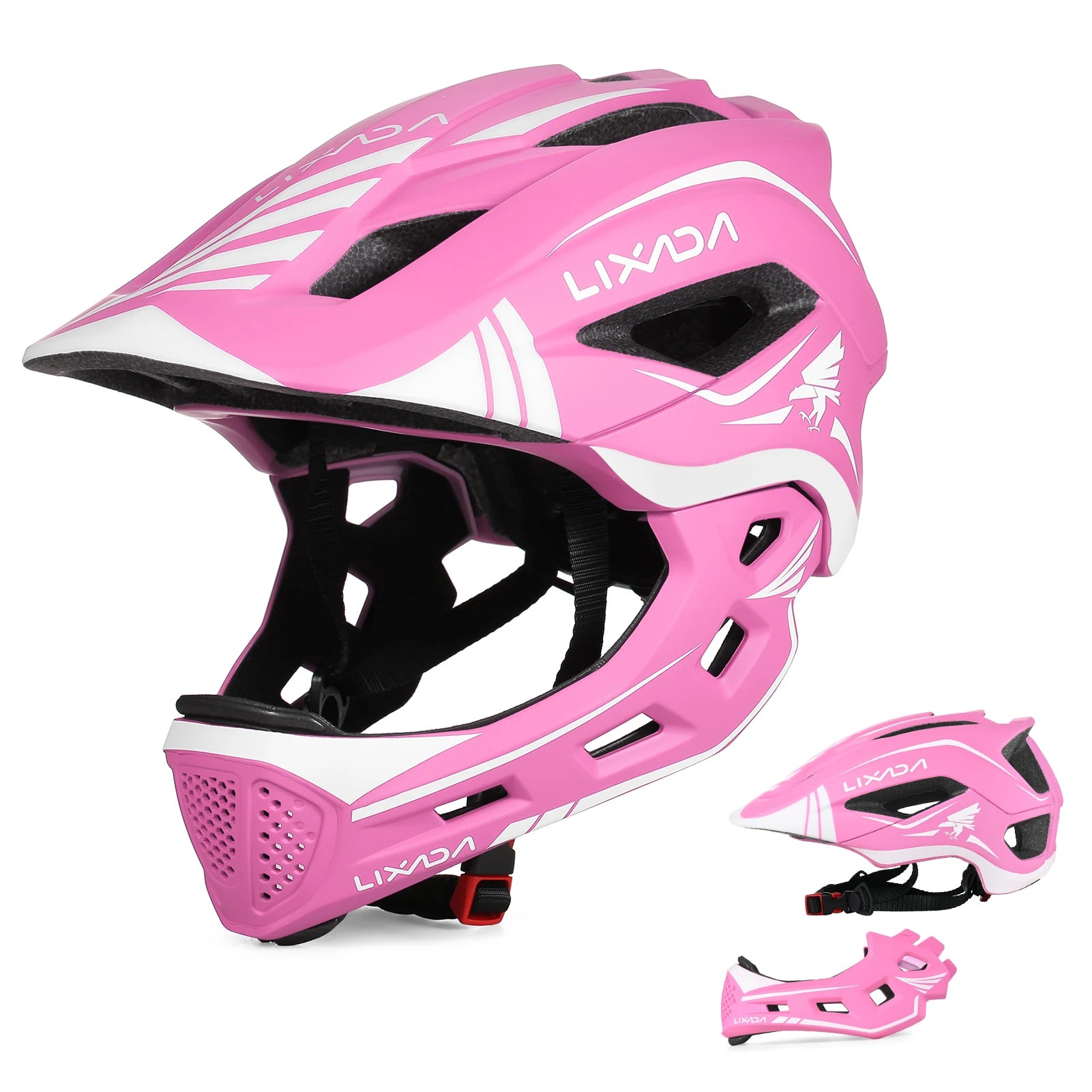 Kids Detachable Full Face Helmet &ndash; Full Face Protection Pink