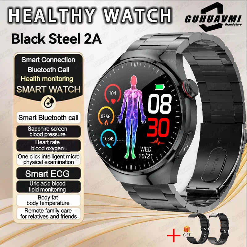 Dody Health Monitoring Smart Watch - ECG And PPG Monitoring Black Steel 2A / Health Assistant