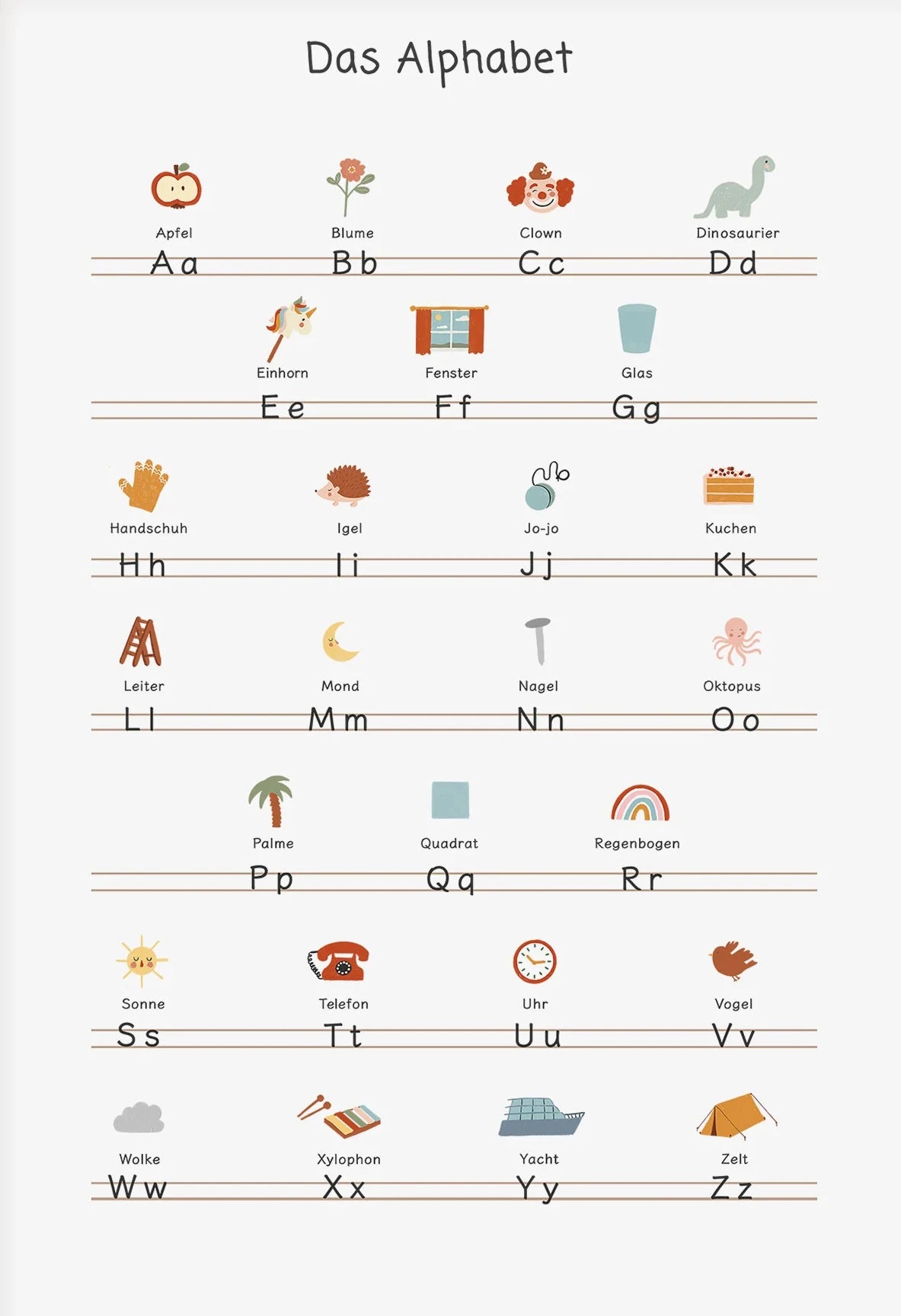 Alphabet Education Canvas Poster for Children's Room, Modern Wall Decor, Unframed 16 / 50X70cm Unframed