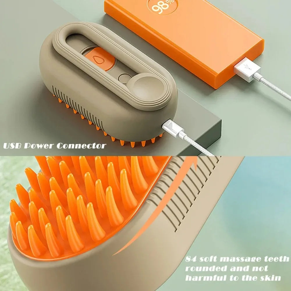 3-in-1 Cat and Dog Steam Brush for Grooming and Massage