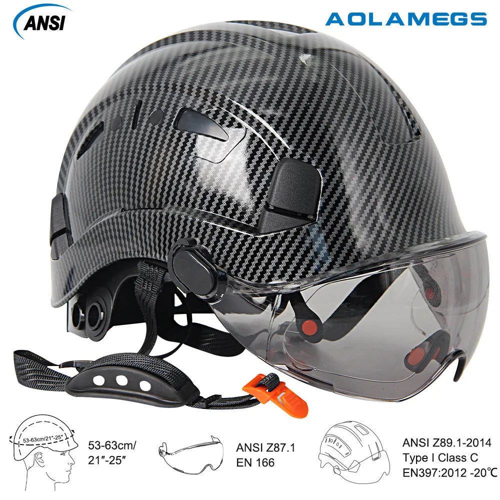 Aolamegs Carbon Fiber Safety Helmet &ndash; Visor And Goggles