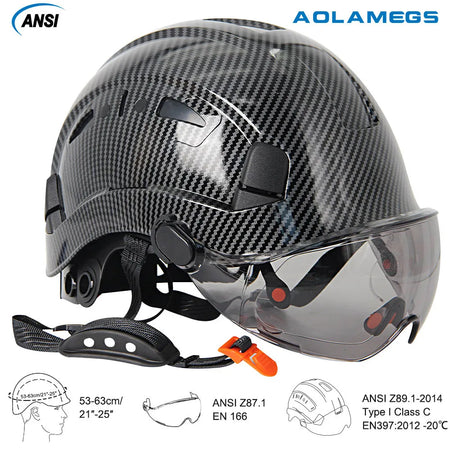 Aolamegs Carbon Fiber Safety Helmet &ndash; Visor And Goggles