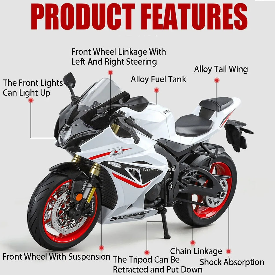 Modelo de Motocicleta em Escala 1:9 em Liga Metálica para Suzuki GSX-1000R