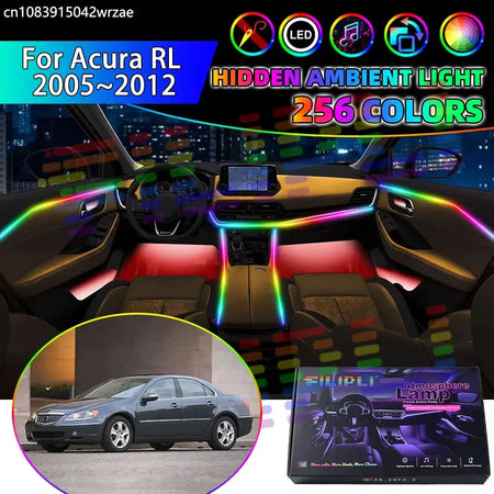 For Acura RL 2005~2012 MK2 KB1 KB2 2th RGB Car Interior Ambient Lights Strips Breathing Lighting Kit App Control LED strips Auto by InterCyprus Trading Ltd