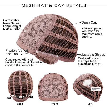 LOUIS FERRE Long Straight Red Brown Copper Synthetic Wig for Daily Use